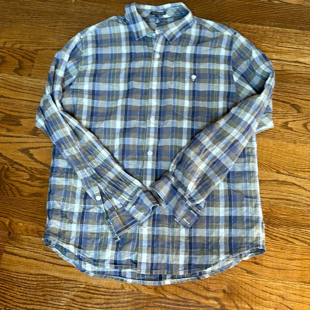 Toad & Co Cuba Libre long sleeve plaid button down shirt organic cotton Sz M